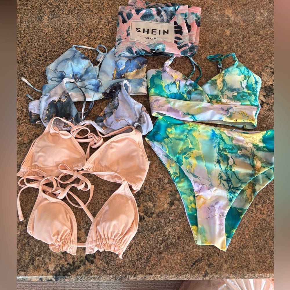 SHEIN Marble Print Bikini Collection
